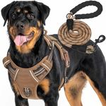 Haapaw Heavy Duty Tactical Dog Harness for Large Dogs, No Pull Adjustable Pet Harness Reflective Service Training Easy Control Pet Vest Military K9 Working Dog Harnesses- Large, Brown