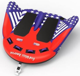 K-Musculo Towable Tubes Heavy Duty Water Tubes - 2 Person Flag Soaring Eagle, Boat Tubes & Towables, EVA Foam Pads, Drainage, Super Safe Handle, Quick Connector (F-1002)