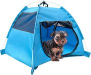 KUDES Cat and Dog Tent House, Small Medium Pet House Dog Cage Folding Outdoor Cat Bed Pad Kennel for Travel - Pop Up Portable Pet Tent Camping Beach Sun Shelter (New Blue)