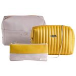 Nestasia Trendy Travel Pouch, Organizer, Toiletry Kit | Set of 3 Pouches of Different Sizes | Perfect Travel Essentials for Women & Men | Yellow