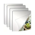 Kuber Industries Self Adhesive Mirror Stickers for Wall|Square Wall Mirror Stickers|Flexible Mirror for Wall D?cor, Living Room|Premium Acrylic Material 8" Inch|Pack of 4 (Silver)