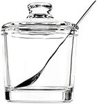 123Arts Glass Sugar Bowl Spice Jar with Lid and Stainless Steel Spoon Spoon