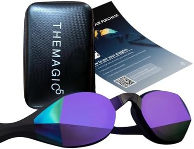 THEMAGIC5 VECTOR Swim Goggles for Men and Women - The World's 1st Custom Fit Swimming Goggles for Adults - QR Code Ships by Mail - Anti-Fog Competitive Racing Pool (VECTOR PURPLE MAGIC MIRROR BLUE)