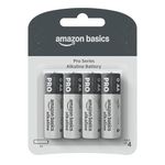 Amazon Basics Pro Series AA Alkaline Battery | Pack of 4 | for High Drain Devices | Toys, Digital Camera, Electric Toothbrush