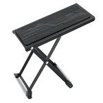 EASTROCK Guitar Foot Stool Professional, Adjustable Folding Metal Leg Rest for Classical Guitar Players with 5-Level Height Adjustment（Black）