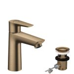 hansgrohe Talis E - bathroom tap with pop-up waste set, bathroom sink tap with spout height 104 mm, basin mixer tap water-saving (EcoSmart), brushed bronze, 71710140