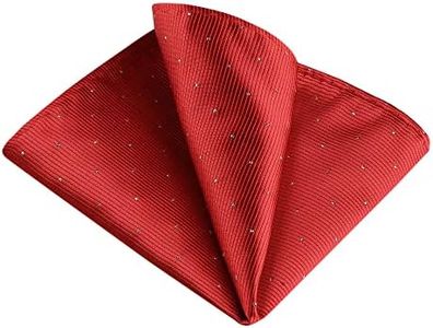 Allegra K Men's Pocket Squares Classic Satin Polka Dots Solid Color Handkerchiefs for Wedding Business Red One Size