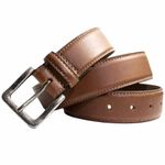 Explorer Tan Full Grain Leather Belt with Nickel Free Buckle - Brown - 32 Inch