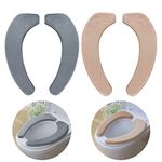 Gukasxi Toilet Seat Covers, 2 Pairs Flannel Soft and Thicker Bathroom Toilet Seat Cushion Self-Adhesive Warmer Toilet Seat Pad Universal Bathroom Toilet Seat Cover Pads Washable and Reusable