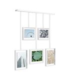 Umbra Exhibit Picture Frame Gallery Set Adjustable Collage Display for 5 Photos, Prints, Artwork & More (Holds Two 4 x 6 inch and Three 5 x 7 inch Images), White