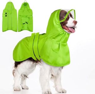 Kuoser Dog Raincoat, Waterproof Dog Jacket with Hood, Reflective Pet Rain Coat for Small Medium Large Dogs, Adjustable Lightweight Puppy Rain Gear for Outdoor Protection & Night Walks