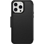 OtterBox iPhone 15 Pro MAX (Only) Strada Folio Series Case - Shadow (Black), Card Holder, Snaps to MagSafe, Genuine Leather, Pocket-Friendly, Folio case (Ships in polybag)