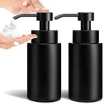 GMISUN Foaming Soap Dispenser, 2 Pack 12 Oz Matte Black Glass Foam Soap Dispenser, Modern Foaming Hand Soap Dispenser for Bathroom and Kitchen, Refillable Foaming Shower Soap Dispenser