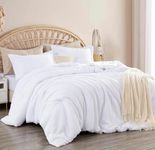 Chezmoi Collection Wilmer 3-Piece Waffle Weave Comforter Set - Soft and Cozy All Season Bedding Set, Queen, White