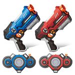 Laser Tag, Laser Tag Guns Set of 2 with Innovative Fog Effect Vests, Indoor Outdoor Game Toys for Kids & Teenager Ages 8-12, Adults and Family Lazer Tag Gifts Toys for Birthday Holiday（Red&Blue）