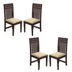 Handwoody Wooden Dining Chairs Only | Wooden Dining Chairs | Dining Room Furniture with Cushions | Dining Chair Set of 4 | Study Chair with Cushions for Dining Walnut