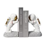 Decorative Pushing Astronauts Home Office Adult Kids Bookends Set (ASTRO1) White