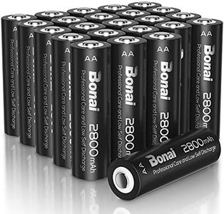 BONAI AA Rechargeable Batteries High-Capacity 2800mAh 1.2V NiMH Battery Low Self Discharge Pre-Charge Double AA Battery 24 Count