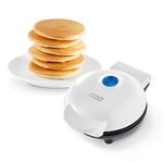 Dash DMS001WH Mini Maker Electric Round Griddle for Individual Pancakes, Cookies, Eggs & other on the go Breakfast, Lunch & Snacks with Indicator Light + Included Recipe Book - White