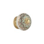 Rasiya Art Gold Drawer Knobs - Handmade Ceramic Dresser Pull Handle Kitchen Cabinets Countryside Farmhouse Boho Decor Furniture Hardware - Blue Gold - Pack of 6