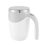 Grusce 304 Stainless Steel Self Stirring Coffee Mug with Lid, 380ML Portable Auto Mixing Cup Hot Drink Mixer for Coffee/Milk/Hot Chocolat/Latte/Mocha