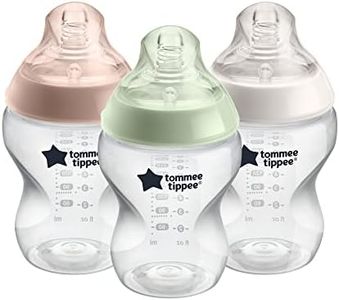 Tommee Tippee Closer to Nature Newborn Baby Bottles, Slow Flow Breast-Like Teat with Anti-Colic Valve, 260ml, Pack of 3, 0 Months+