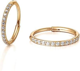 Limerencia G23 Titanium Slim Huggie Hoop Earrings, Hypoallergenic F136 Implant Grade Pure Titanium for Sensitive Ears (12mm White CZ Gold)