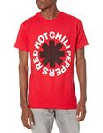 Red Hot Chili Peppers Men's Official Black Asterisk on Red T-Shirt, Red, X-Large