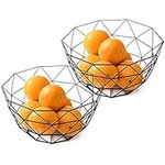 Kingrol Metal Wire Fruit Bowl, 2 Pack Storage Baskets for Fruit, Vegetables, Bread, Snacks, Potpourris