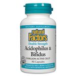 Natural Factors - Acidophilus & Bifidus Double Strength 10 Billion Active Cells, 90 Capsules