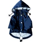 Ellie Dog Wear Yellow, Red, or Blue Zip Up Dog Raincoat with Reflective Buttons, Pockets, Rain/Water Resistant, Adjustable Drawstring, Removable Hoodie - XS to XXL Available - Stylish Dog Raincoats (XS, Navy)