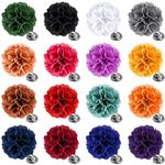 Loetere 16 Pieces lapel flowers for men suits flower lapel pins for men Flower brooch pins Handmade Satin Boutonniere Pin for Suit Tuxedo Wedding banquet party(Trendy)