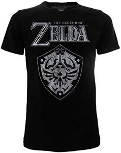 Zelda-Legend of Tshirt Noir Original Nintendo 100% Produit Officiel Jersey Shirt Bouclier Shield Garçon (9-11 années)