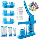 Button Maker Machine Kit 1''+1.25''+2.25'' Button Badge Maker Machine Kit for Kids Button Press Machine with 300 Sets Button Parts (Blue, 25/32/58mm)