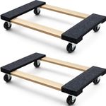 Simpli-Magic 79545 30 in. x 18 in. Hardwood Furniture Moving Wooden Dolly Swivel Casters Mover Dollies 2,000 lbs. Capacity, Two Pack
