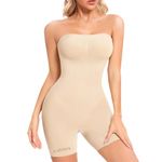 Kaththai Women’s Full Body Shapewear Strapless Bodysuit - Compression Thong Bodysuit for Tummy Control, Slimming & Sculpting - One Size (Fits 30-39 Inches) (SKIN, Free Size (30 to 39 Inch))