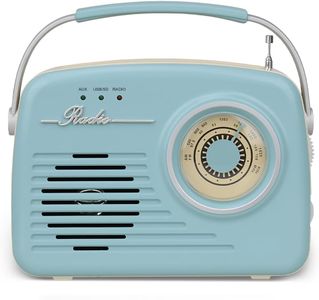 Setty Radio Retro 50's portátil inalámbrica, recepción de radio FM, retro, vintage, como decoración de cocina, con tarjeta SD USB, función auxiliar, color azul