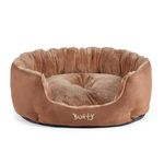 Bunty Polar Dog Bed & Cat Bed, XL | Cosy Fluffy Fleece Calming Dog Bed | High Wall Snuggle Anti Anxiety Dog Bed | Washable Bed & Cushion for Puppy, Small to Large Pets - Brown