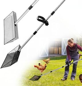 Heavy Duty Chicken Coop Scooper- 15 Inch Large Chicken Scooper,Stainless Steel Sifter Shovel with 5-in1 Extendable Handle for Chicken Manure, Beach Sand, Cat Litter & Dog Kennels​(15inch)