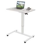 bilbil Pneumatic Mobile Desk, Gas-Spring Height Adjustable Sit to Stand Desk, Overbed Laptop Table Computer Cart with Lockable Wheels, Rolling Desk, Portable Work Table for Home, Office