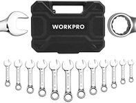 WORKPRO 12-piece Stubby Wrench Set, Metric 8-19mm, Cr-V Steel, Small Combination Wrenches Set with Premium Storage Case