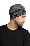 PAROPKAR Polyester Army Print Grey Skull Cap Helmet Liner For Men - Motorcycle, Cycling, Football Head Beanie & Hard Hat Liner - Sweat Wicking Skullcap (Grey), Free Size