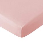 Pack and Play Sheets, 100% Organic Cotton, Stretchy Pack n Play Fitted Sheet, Ultra Soft Breathable Mini Crib Sheets, Convertible Playard Mattress Cover, Hypoallergenic Playard Playpen Sheet, Pink