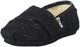 TOMS Blue Chambray Embroided Tiny 10009261, Black Crochet Glitter, 7 Toddler