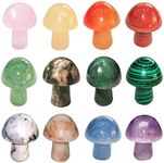 MEISO Natural Stone Mushrooms Sculptures, 12 Pcs Healing Crystals, Mini Mushroom Shape Agate Quartz Crystals, Crystal Mushrooms for Meditation Chakra Balancing Healing Reiki Yoga DIY Garden Lawn Home