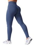 VOYJOY Women Seamless Impact Leggings Scrunch Workout Leggings Medium Waist Tummy Control Butt Lifting Gym Yoga Pants, Slate Gray, Medium