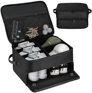 Senprity 2 Layer Golf Trunk Organizer, Golf Shoe Organizer for 2 Pairs of Shoes with Separate Compartments Waterproof Golf Shoe Storage for Car Golf Trunk for Golf Ball Clothing Glove and Accessories