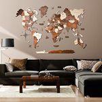 Woodsify 3D Wooden World Map for Office and Home Wall Decor | Travel Map Gift for Diwali (Medium, 43"x24" Inch)