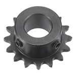 sourcing map 16 Tooth Roller Sprocket B Type, #25 Chain, Single Strand 1/4" Pitch, 14mm Bore Black Oxide C45 Carbon Steel with Set Screws for ISO 04C