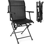 DORTALA Folding Hunting Blind Chair, 360° Silent Swivel Fabric Chair with Sturdy Metal Frame, Mesh Back & Armrest, Portable Outdoor Stealth Spin Chair for Camping, Fishing, Black